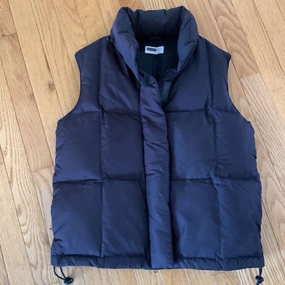 Vintage Giordano Quilted Down Black Puffer Drawstring Vest‎ Women’s Medium - Picture 1 of 8